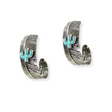 105229, WESTERN CACTUS LEAF HOOP EARRING