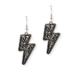 105233, WESTERN LIGHTNING BOLT FILIGREE METAL DANGLE EARRING