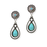 105234, WESTERN TURQUOISE STONE DANGLE EARRING