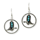 105235, WESTERN COWBOY BOOTS ROUND DANGLE EARRING
