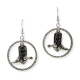 105235, WESTERN COWBOY BOOTS ROUND DANGLE EARRING