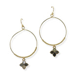 105244, CLOVER CHARM HOOP DANGLE EARRING