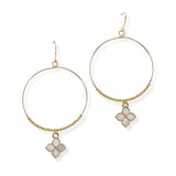 105244, CLOVER CHARM HOOP DANGLE EARRING