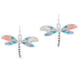 105261, GLITTER DRAGONFLY ABSTRACT GLASS STONE DANGLE EARRING