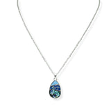 105266, GLITTER TEARDROP ABSTRACT GLASS STONE PENDANT NECKLACE