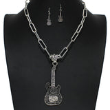 105272, WESTERN GUITAR LOVERS METAL PENDANT NECKLACE
