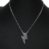 105275, WESTERN CHECKERED PRINT LIGHTNING BOLT PENDANT NECKLACE
