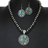 105288, WESTERN PEACE SIGN WITH NAVAJO BEADED NECKLACE