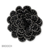 105295, BIG FABRIC FLOWER WITH BLING CRYSTAL RHINESTONE ACCENT PIN BROOCH, CLIP