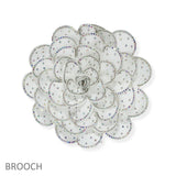 105295, BIG FABRIC FLOWER WITH BLING CRYSTAL RHINESTONE ACCENT PIN BROOCH, CLIP