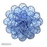 105295, BIG FABRIC FLOWER WITH BLING CRYSTAL RHINESTONE ACCENT PIN BROOCH, CLIP