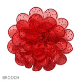 105295, BIG FABRIC FLOWER WITH BLING CRYSTAL RHINESTONE ACCENT PIN BROOCH, CLIP