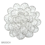 105295, BIG FABRIC FLOWER WITH BLING CRYSTAL RHINESTONE ACCENT PIN BROOCH, CLIP