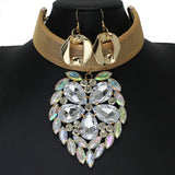 105299, MULTI SHAPE RHINESTONE WITH MESH STRAND CHOKER NECKLACE