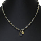 105317, CLEAR GEOMETRIC GLASS, ROUND STAR CHARM WITH RESIN BEADED NECKLACE