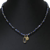 105317, CLEAR GEOMETRIC GLASS, ROUND STAR CHARM WITH RESIN BEADED NECKLACE