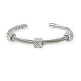 105342, SQUARE PAVE CUBIC ZIRCONIA ACCENT DESIGNER INSPIRED CUFF BRACELET