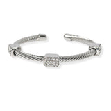 105344, GEOMETRIC PAVE CUBIC ZIRCONIA ACCENT DESIGNER INSPIRED CUFF BRACELET
