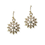 105357, CHRISTMAS SNOWFLAKES SINGLE CRYSTAL RHINESTONE ACCENT DANGLE EARRING