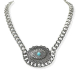 105364, WESTERN CONCHO TURQUOISE STONE WITH CHAIN NECKLACE