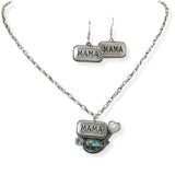 105365, WESTERN MAMA, HEART, LIGHTNING BOLT AND OVAL TURQUOISE STONE PENDANT NECKLACE