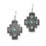 105367, WESTERN TRIBE ENGRAVED, CONCHO ACCENT DANGLE EARRING