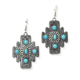 105367, WESTERN TRIBE ENGRAVED, CONCHO ACCENT DANGLE EARRING