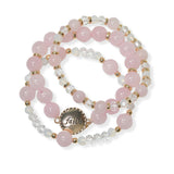 105371, FAITH ENGRAVED ACCENT SEMI PRECIOUS STONE MULTI LAYERED BEADED STRETCH BRACELET