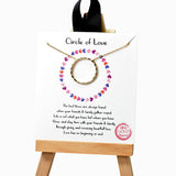 105382, GOLD DIPPED, CIRCLE OF LOVE, ROUND RING DAINTY CUBIC ZIRCONIA ACCENT NECKLACE