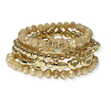 105389, CLOVER ACCENT MULTI LAYERED BEADED STRETCH BRACELET