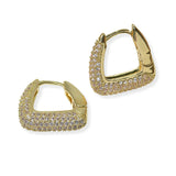 105398, WHITE GOLD DIPPED, HANDBAG DESIGN MICRO PAVE CUBIC ZIRCONIA HUGGIE HOOP EARRING