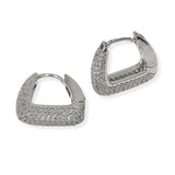 105398, WHITE GOLD DIPPED, HANDBAG DESIGN MICRO PAVE CUBIC ZIRCONIA HUGGIE HOOP EARRING