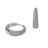 105399, GOLD DIPPED, ROUND MICRO PAVE CUBIC ZIRCONIA HUGGIE HOOP EARRING