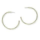 105402, PEARL BEADED ROUND HOOP EARRING