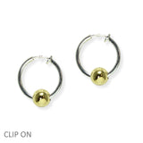 105406, 0.75"L, SINGLE BALL ACCENT ROUND HOOP CLIP ON EARRING