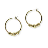 105407, TRIPLE BALL ACCENT ROUND HOOP EARRING