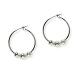 105407, TRIPLE BALL ACCENT ROUND HOOP EARRING