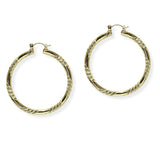 105422, 50MM, GOLD DIPPED, CUT TEXTURED ACCENT ALUMINUM ROUND HOOP EARRING