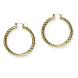 105424, 50MM, GOLD DIPPED, BRUSHED TEXTURE ALUMINUM ROUND HOOP EARRING
