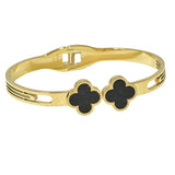 105441, CLOVER DESIGNER INSPIRED STAINLESS STEEL OPEN BANGLE BRACELET
