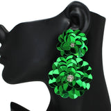 105444, SEQUIN FLOWER DANGLE EARRING