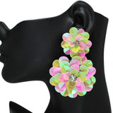 105444, SEQUIN FLOWER DANGLE EARRING