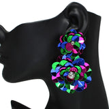 105444, SEQUIN FLOWER DANGLE EARRING