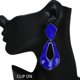 105447, OVERSIZED GEOMETRIC ENAMEL DANGLE CLIP ON EARRING