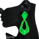 105447, OVERSIZED GEOMETRIC ENAMEL DANGLE CLIP ON EARRING