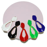 105447, OVERSIZED GEOMETRIC ENAMEL DANGLE CLIP ON EARRING