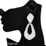 105447, OVERSIZED GEOMETRIC ENAMEL DANGLE CLIP ON EARRING