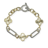 105460, CLOVER ACCENT DESIGNER INSPIRED TOGGLE BRACELET
