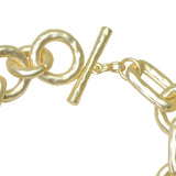 105464, HAMMERED GEOMETRIC DESIGNER INSPIRED CHAIN TOGGLE BRACELET