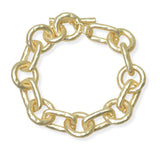 105464, HAMMERED GEOMETRIC DESIGNER INSPIRED CHAIN TOGGLE BRACELET